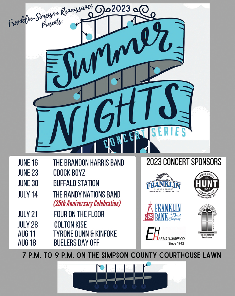 Don't miss the Franklin-Simpson Renaissance Summer Nights Free Concerts in Franklin, Kentucky
