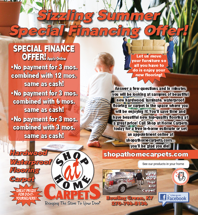 Shop At Home Carpets sizzling summer special financing offer