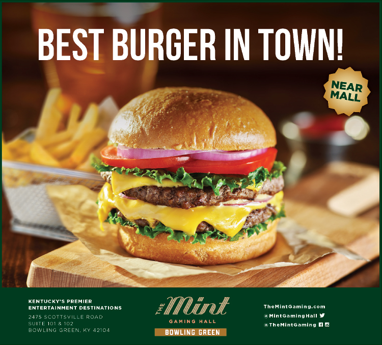 The Mint Gaming Hall featuring the best burger in town