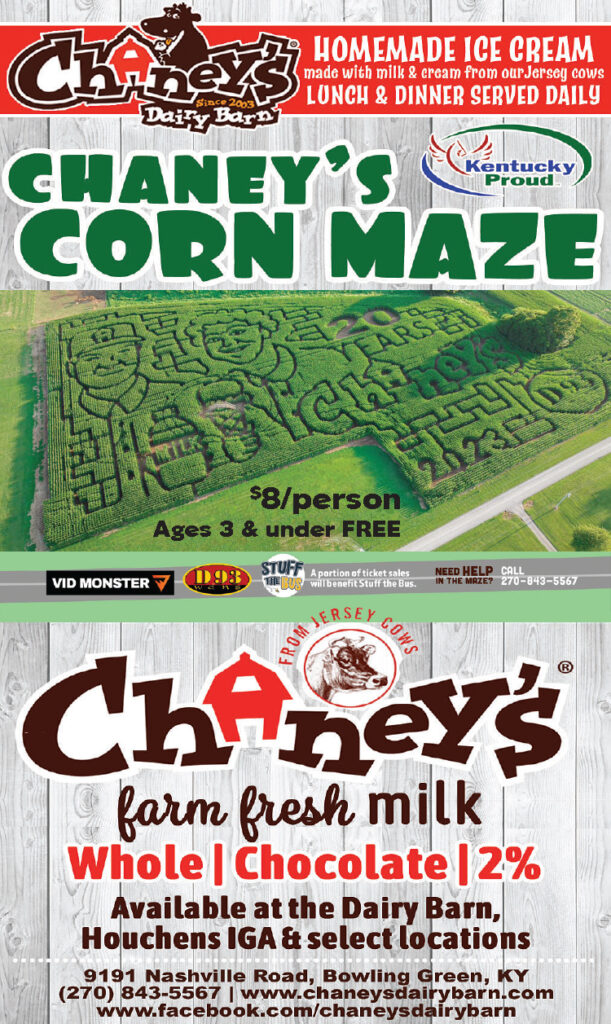 Chaney's Dairy Barn featuring homemade ice cream and their amazing seasonal Chaney's Corn Maze