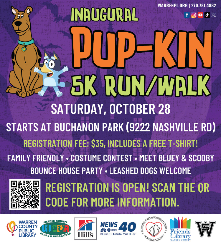 Warren County Public Library presents the Pup-Kin 5K run/walk