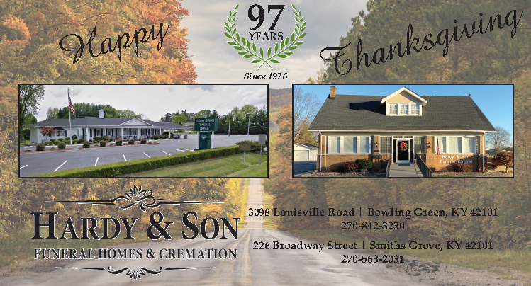 Happy Thanksgiving from Hardy & Sone Funeral Homes