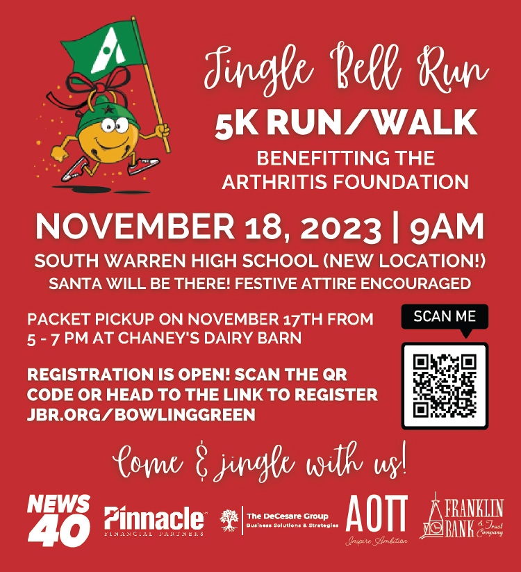 Jingle Bell Run 5K run/Walk benefitting the Arthritis Foundation.