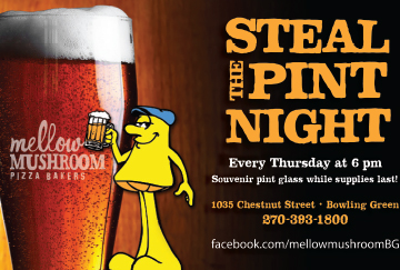 Mellow Mushrooms Steal the Pint Night every Thursday