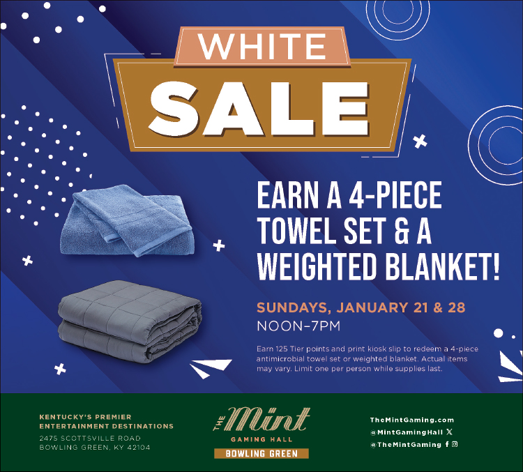 White sale free towel set and weighted blanket at The Mint Gaming Hall