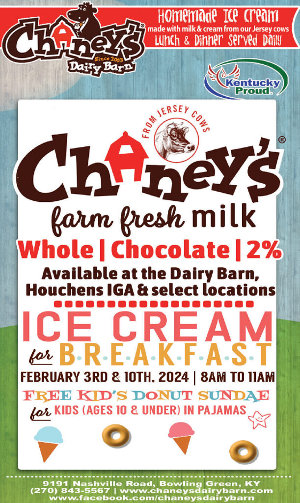 Chaney's Farm Fresh Milk available at theDairy Barn, Houchens IGA and select locations