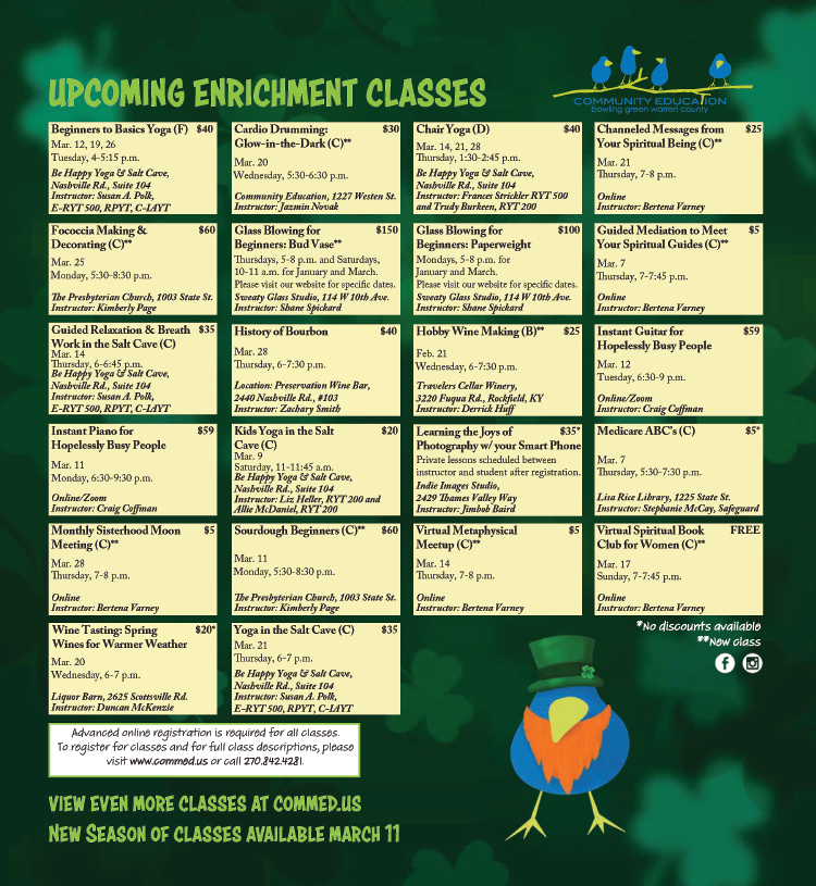 Upcoming enrichment classes at Community Education