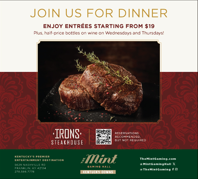 Dinner at the Irons Steakhouse with entrees starting from $19