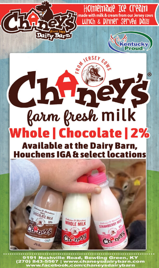 Get your fresh milk... whole, chocolate or 2%... from Chaney's Dairy Barn
