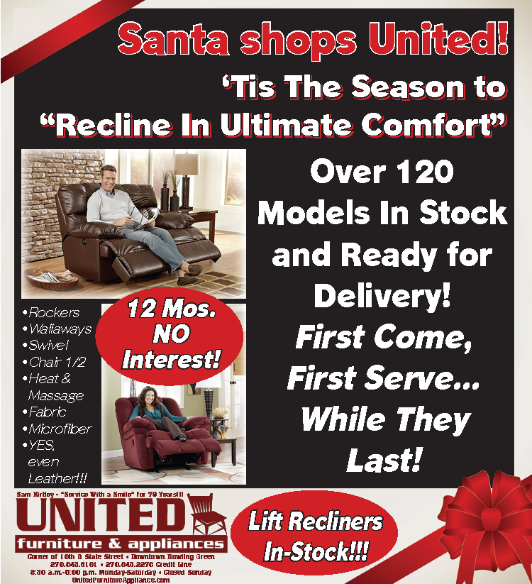 Santa shops at United Furniture & Appliances.