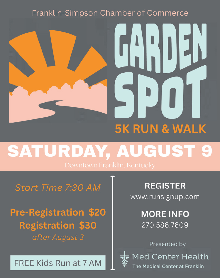 Don't miss the Franklin-Simpson Chamber Garden Spot 5K Run/Walk