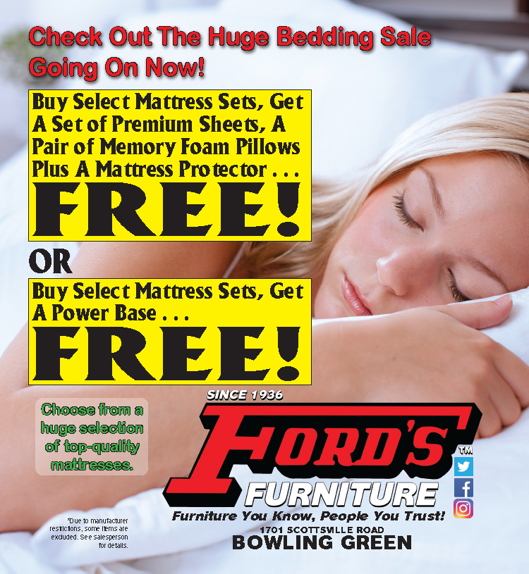 Free stuff with select mattress set purchases at Ford's Furniture.