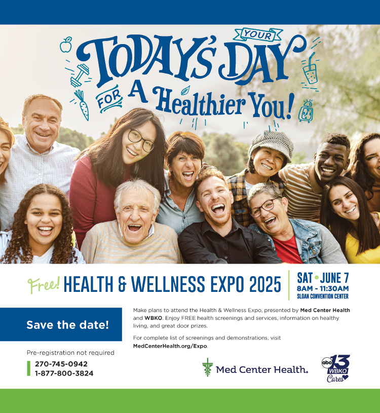 Check your health at the FREE Health & Wellness Expo Sponsored by the Med Center June 7 @ 8am.
