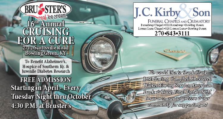 Bruster's Annual Cruising For A cure sponsored by J.C. Kirby & Son Funeral Chapels.