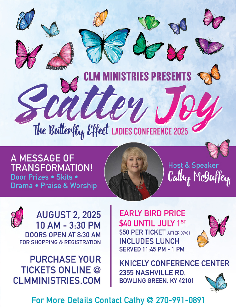 Don't miss the CLM Ministries Scatter Joy The Butterfly Effect Ladies Conference with Cathy McGuffey,