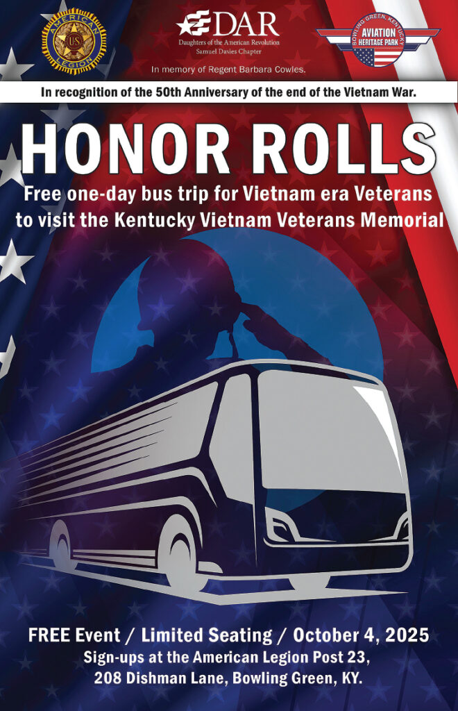 Honor Rolls... free bust trip for Vietnam era veterans to visit the Kentucky Vietnam Veterans Memorial.