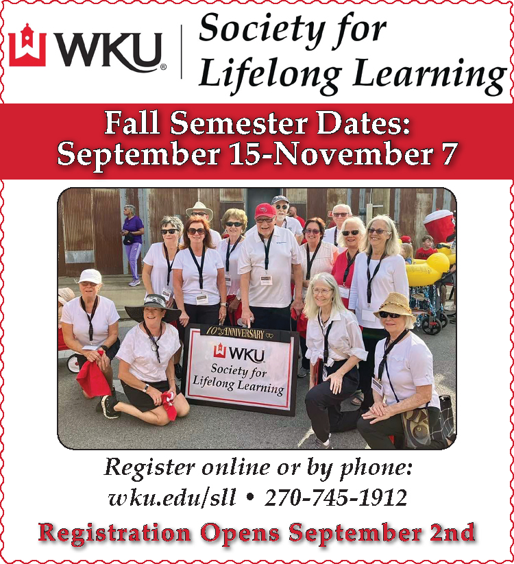WKU Society for Lifelong Learning Fall Semester starts September 15.