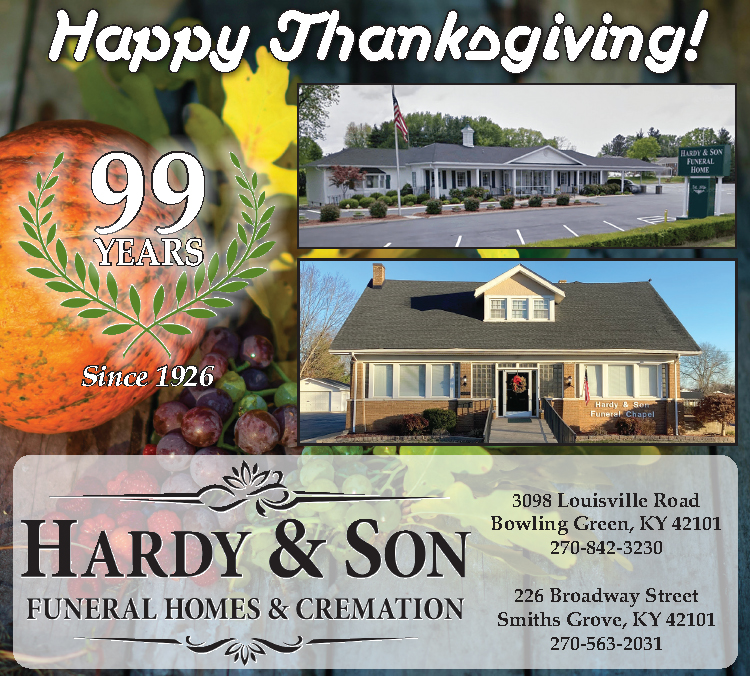 Happy Thanksgiving from your friends at Hardy & Son Funeral Homes & Cremation.