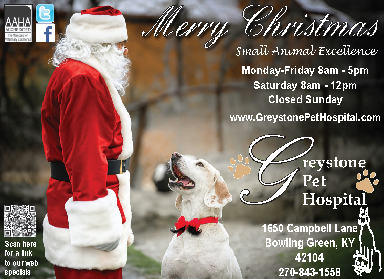 Merry Christmas from your pet's friends at Greystone Pet Hospital.