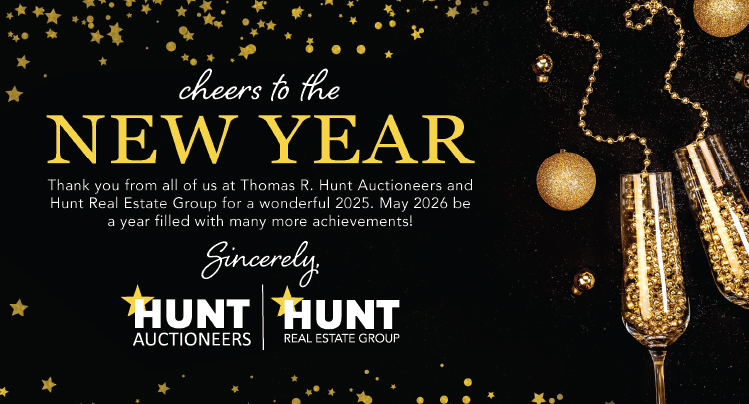 Cheers to the New Year from Hunt Real Estate and Auctioneers.