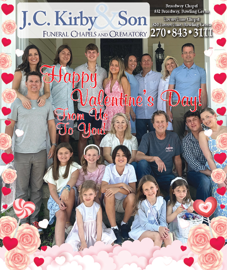 Happy Valentines Day from J.C. Kirby & Son Funeral Chapels and Crematory.
