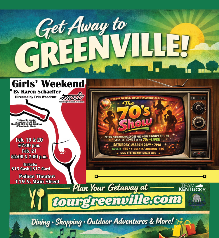 Get away to Greenville, Kentucky. Small-town escape with big personality.