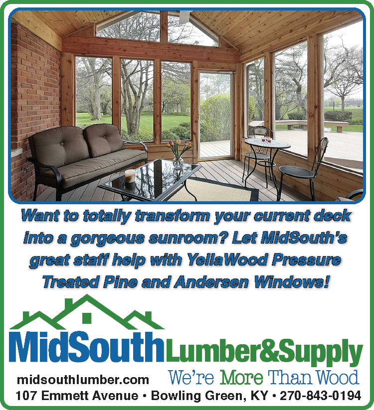 Transform your deck into a sunroom with the help of MidSouth Lumber.