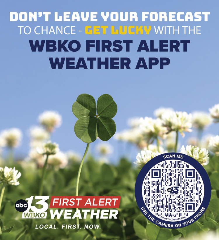 WBKO First Alert Weather App for a current forecast.