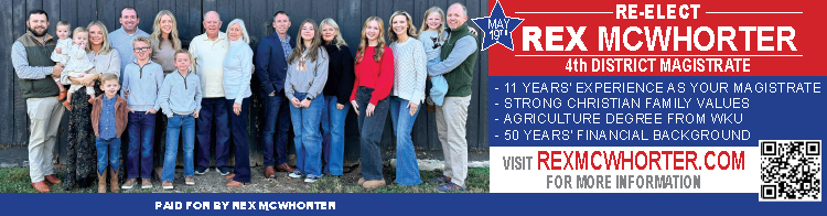 Re-Elect Rex McWhorter 4th District Magistrate in Warren County Kentucky.