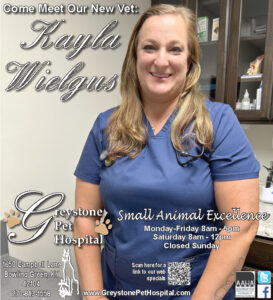 Meet the new vet at Greystone Pet Hospital... Dr. Kayla Wielgus.