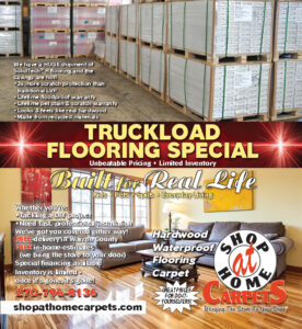 Truckload flooring special... great deals on flooring now at Shop At Home Carpets.