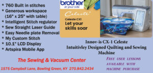 The Brother Celeste from The Sewing & Vacuum Center... let your skills soar!