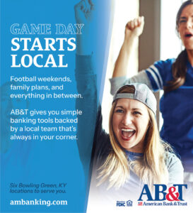 Football game day starts local... AB&T give you simple banking tools backed by a local team that's always in your corner... American Bank & Trust.