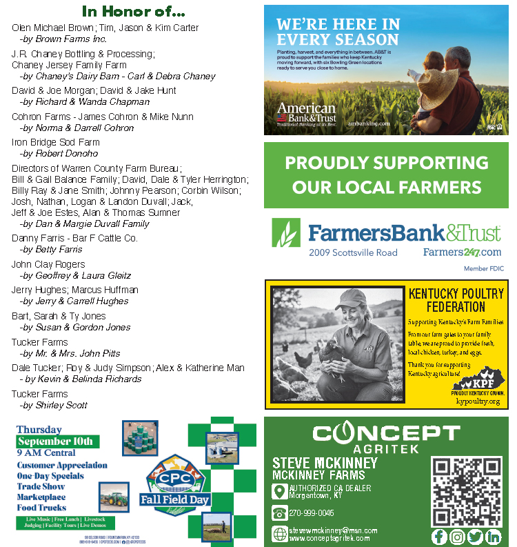 The Kentucky Partnership for Farm Family Health and Safety... recognition of the labor of our famers and their families.