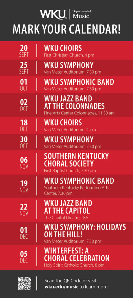 WKU Department of Music events calendar.