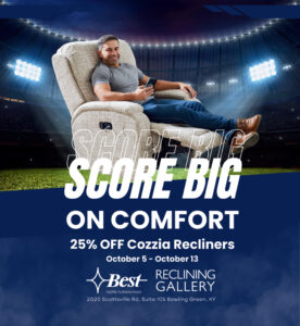 Score big on comfort with 25% OFF Cozzia Recliners at Best Reclining Gallery.