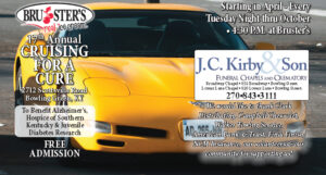 Cruising For A Cure every Tuesday night at Bruster's sponsored by J.C. Kirby & Son Funeral Chapels and Crematory.