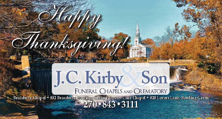 Happy Thanksgiving from J. C. Kirby and Son Funeral Chapels and Crematory.
