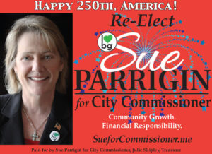 Re-elect Sue Parrigin for Bowling Green Kentucky City Commissioner.
